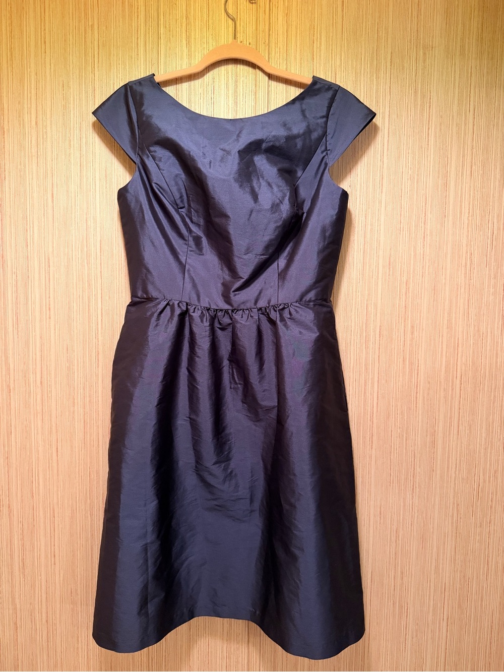 ALFRED SUNG Navy A-Line Midi Dress with Cap Sleeves